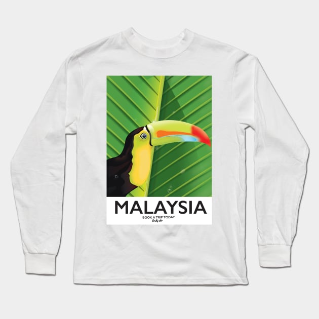 Malaysia Travel poster Long Sleeve T-Shirt by nickemporium1